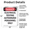 Signmission Portrait Electrical Testing Authorized Only Danger Sign, Plastic, 10in W x 14in L, 2PK OS-2PACK-DS-P-1014-V-1786 - alternate 7